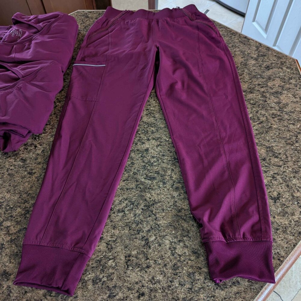 Infinity Brand Size Small Wine Scrubs Bundle of 3 Jogger Style